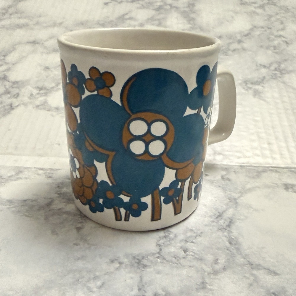 70s Vintage Retro Kitsch Flower Kiln Craft Coffee Mug Staffordshire Potteries